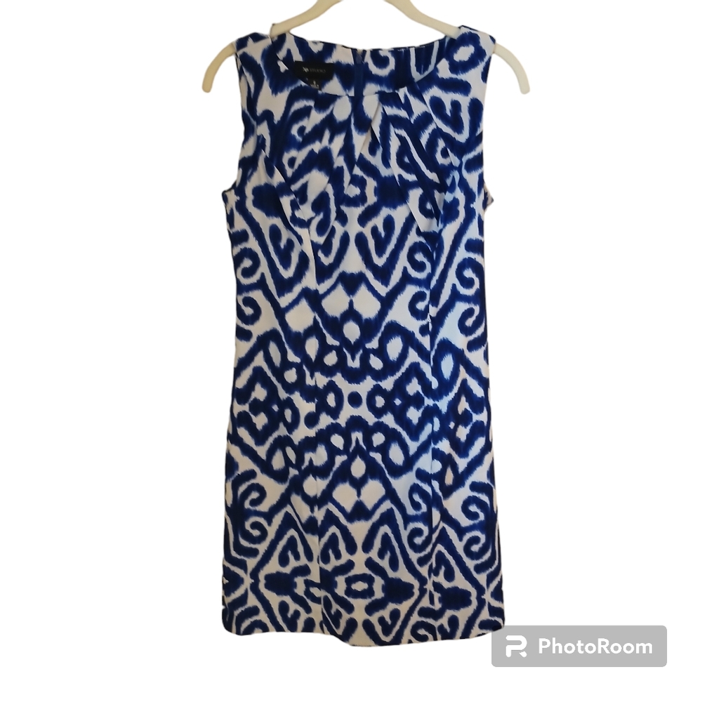 AB Studio Women's Blue Ikat Print Sleeveless Dress Size 6